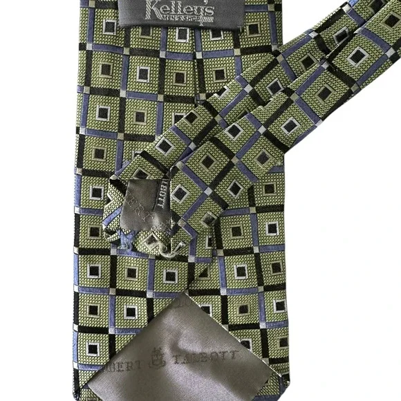 Mens Necktie Bundle Lot 6pc Gold Green Brown Geometric Leaf Professional Ties